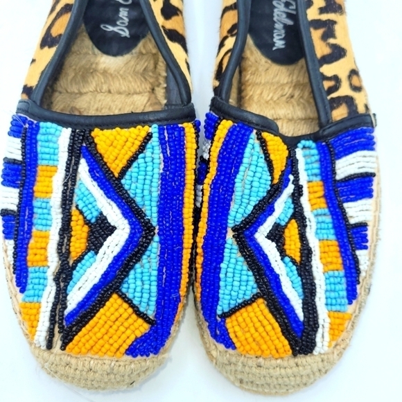 Sam Edelman Lida Espadrilles Beaded Pony Hair Skimmer Leopard Flat Size 7.5 - Picture 7 of 16